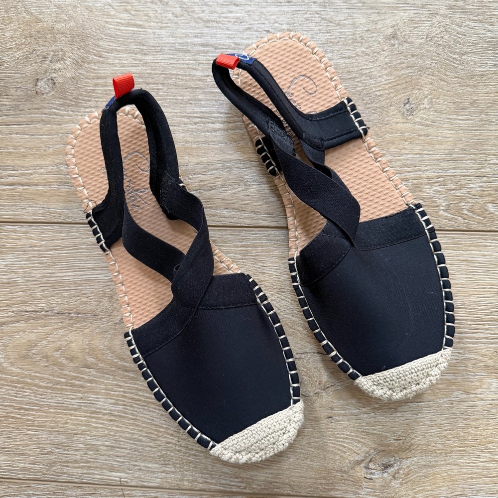 Sea Star Beachwear Women's Seafarer Slingback Espadrilles Black Sz 6 Summer‎